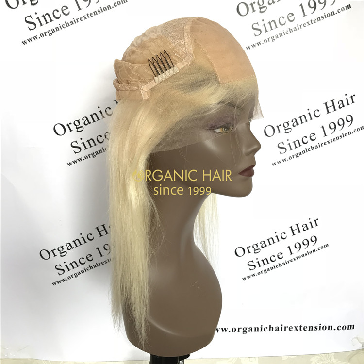 Human virgin hair lace front wig silk base #613 color X63